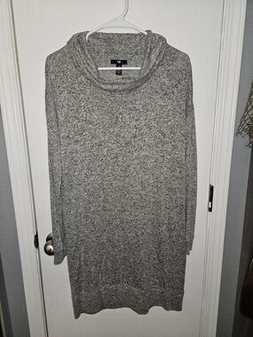 GAP Heather Gray Cowl Neck Midi Sweater Dress